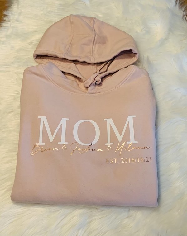 Damen-Hoodie "MOM" personalisiert / soft-rosa
