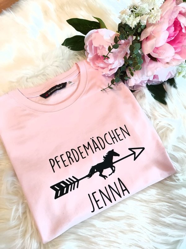 Kinder-Shirt "Pferdemädchen" rosa personalisiert