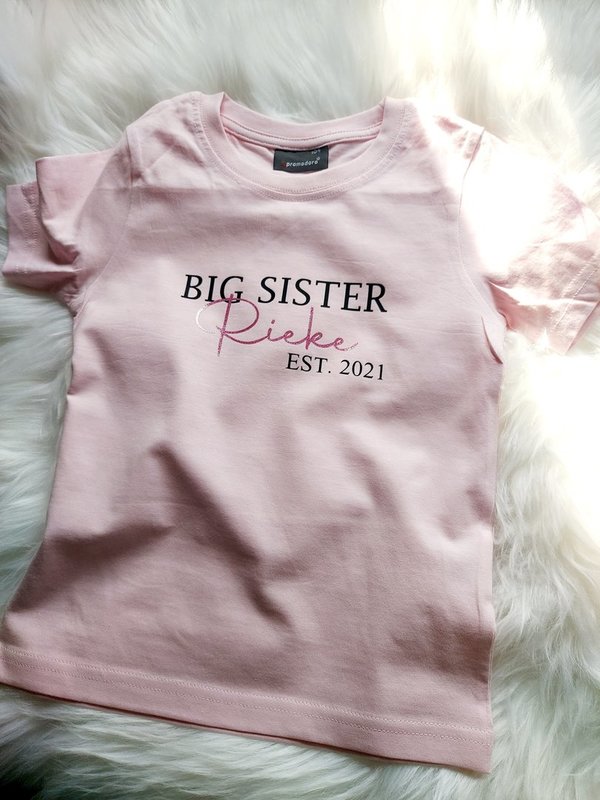 Kinder-Shirt "Big Sister" schwarz / personalisiert